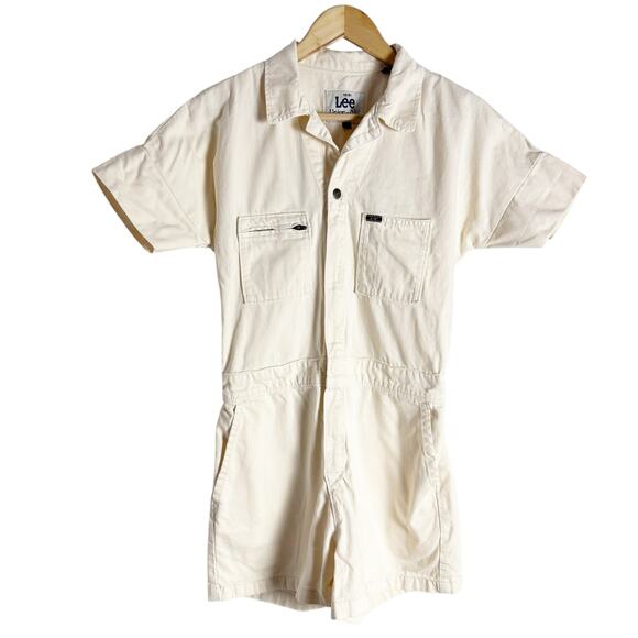Lee Short Union-Alls Cream Utility Denim Romper Size Small - Picture 4 of 16